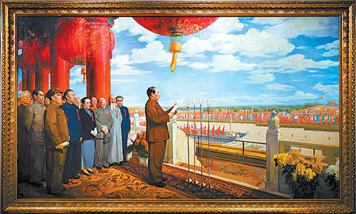 2011年7月,改扩建后的国家博物馆中厅,出现了两幅《开国大典》油画