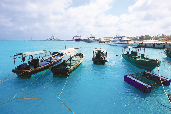三沙市永兴岛港湾里的渔船和公务船-三沙市|渔