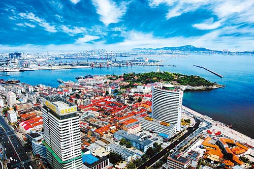 烟台市烟台山景区及周边鸟瞰图-烟台市|中国政