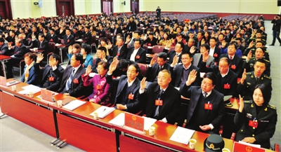 举手表决通过各项决议(图)