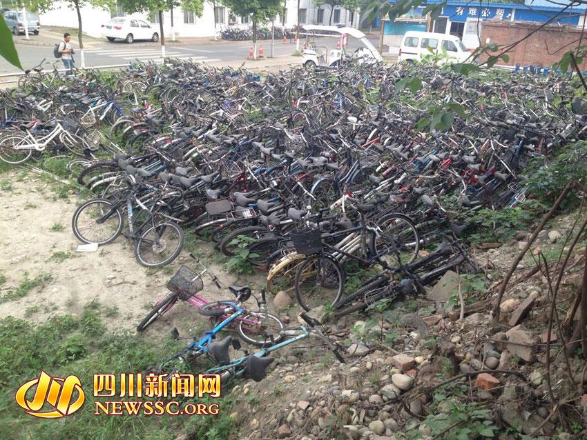 四川 大学 江安校区现 自行车墓地 (组图)- 自行车 