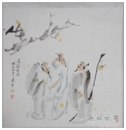 聂建生国画人物小品展在兰州举行胖装女情趣图片