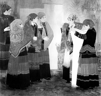 【百花】女为悦己者容〔中国画〕