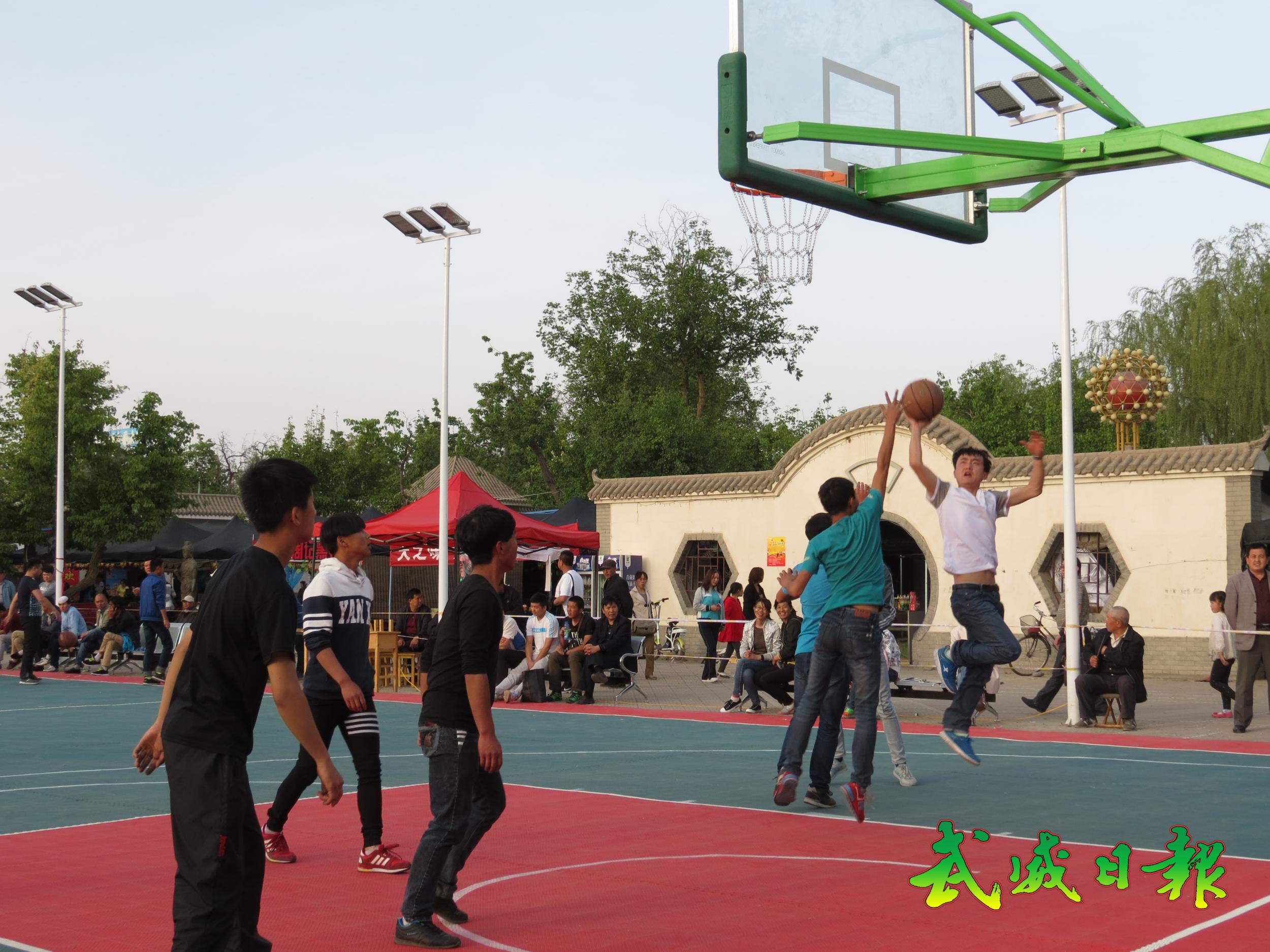 图片新闻:市民在凉州植物园打篮球