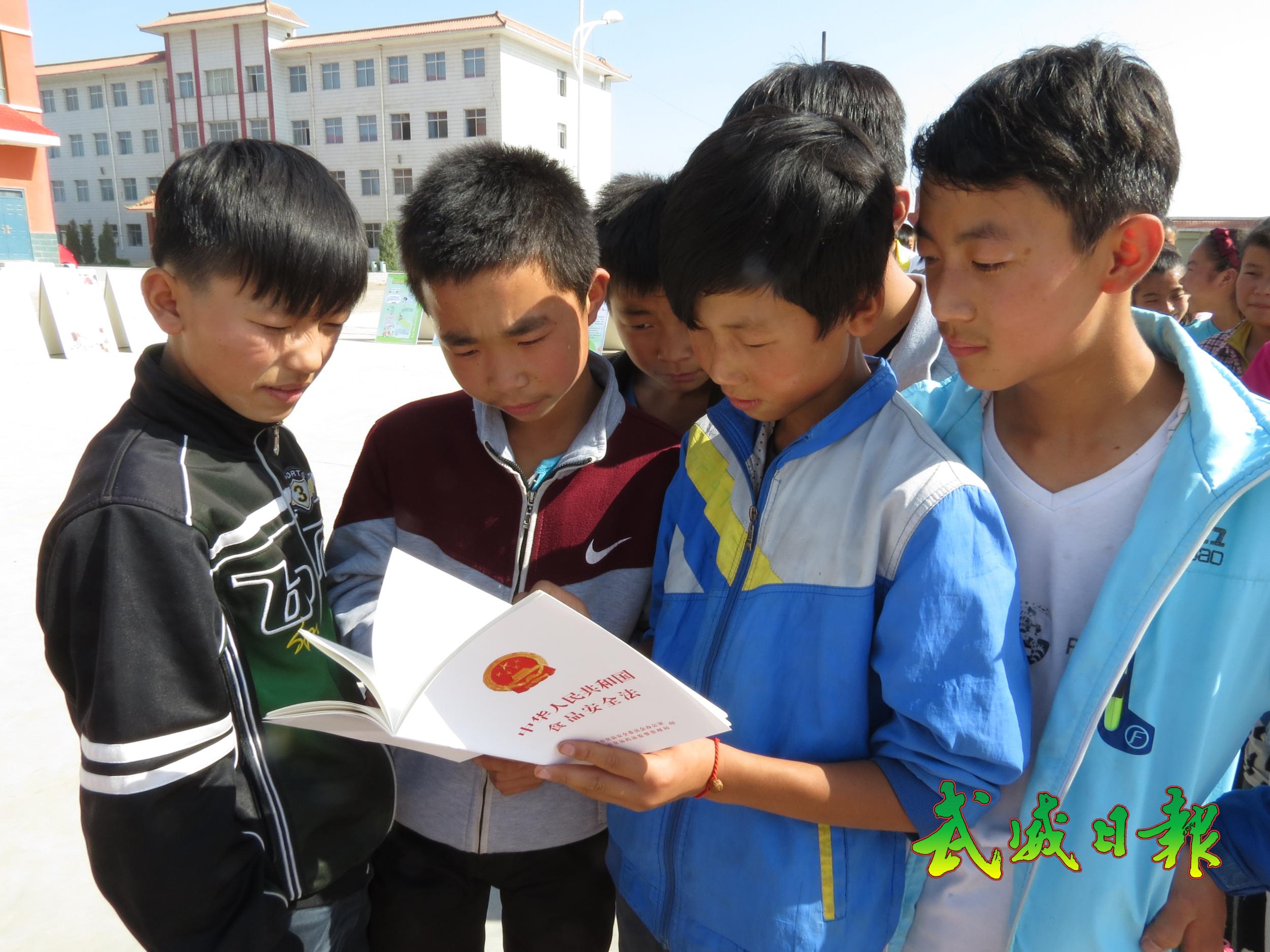 图片新闻:学生在翻阅新《食品安全法》手册-图片新闻-每日甘肃-武威