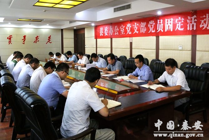 (王东红参加县委办公室党支部党员固定活动日)