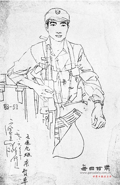 这组速写是1986年我为前线的61师182团红九连部分突击队员所画.