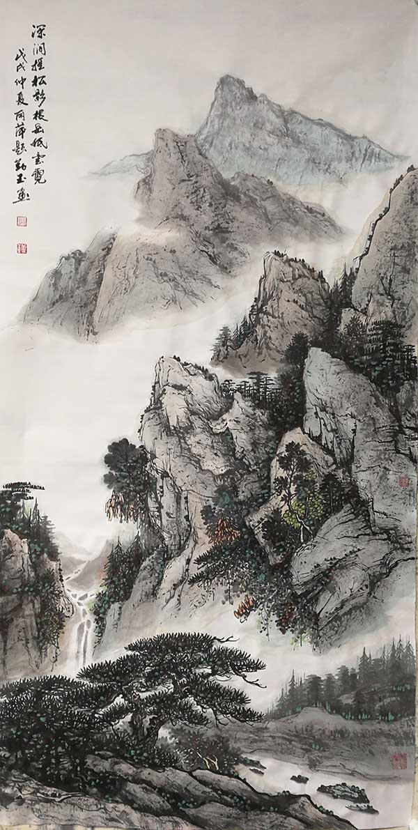 深涧摇松影