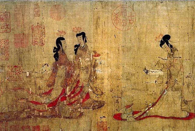 03、《女史箴图》·局部/顾恺之 原有12段,现存仅剩9段,绢本设色,藏于大英博物馆