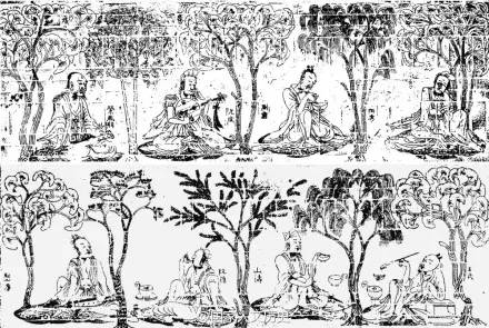 06、《竹林七贤与荣启期砖画》/画像砖