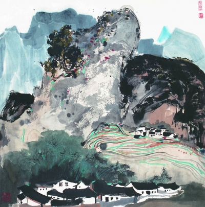 40年,中国水墨点染出新传统 山水(国画) 91×68厘米 吴冠中