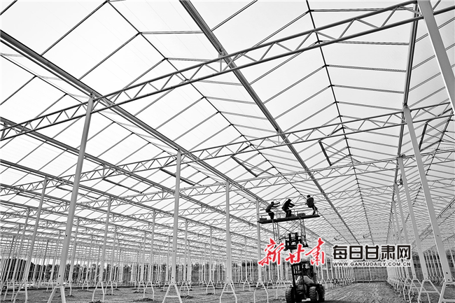 【图片新闻】张掖海升现代智能温室工业化生态项目工地上...