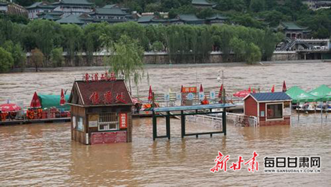 兰州段黄河水位上涨
