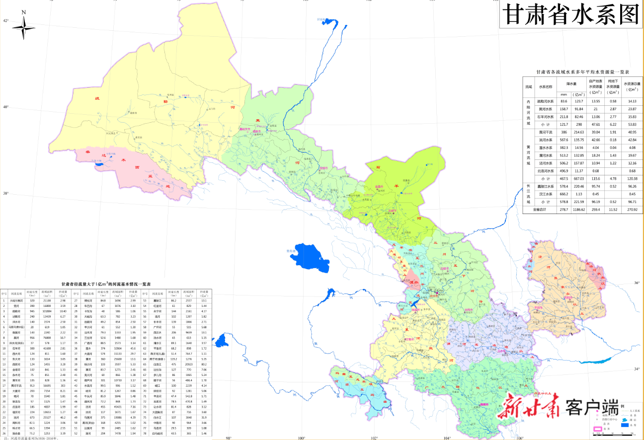 甘肃省水系图新甘肃客户端兰州讯(新甘肃·甘肃日报记者 杨唯伟)为