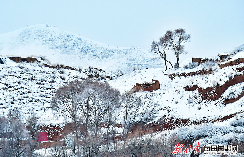 春雪过后民乐县洪水镇山城村好风光