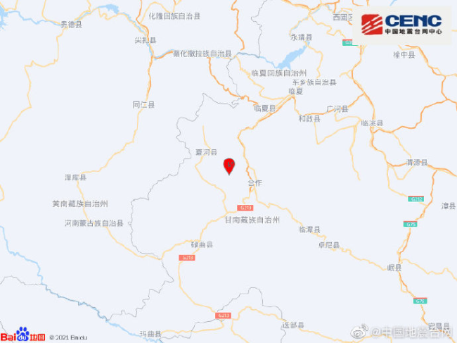 甘肅甘南州夏河縣發生3.0級地震