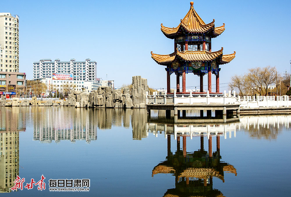 临泽流沙河畔春意浓-图库-每日甘肃网