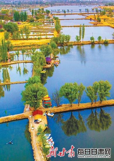 永靖县太极岛方塘与湿地的诗意叠加