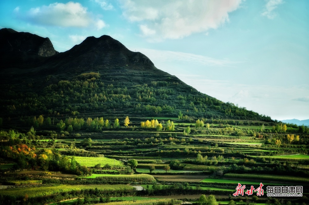 西风萧瑟白云飞 草木黄落露为霜 漳县铁笼山下秋色美