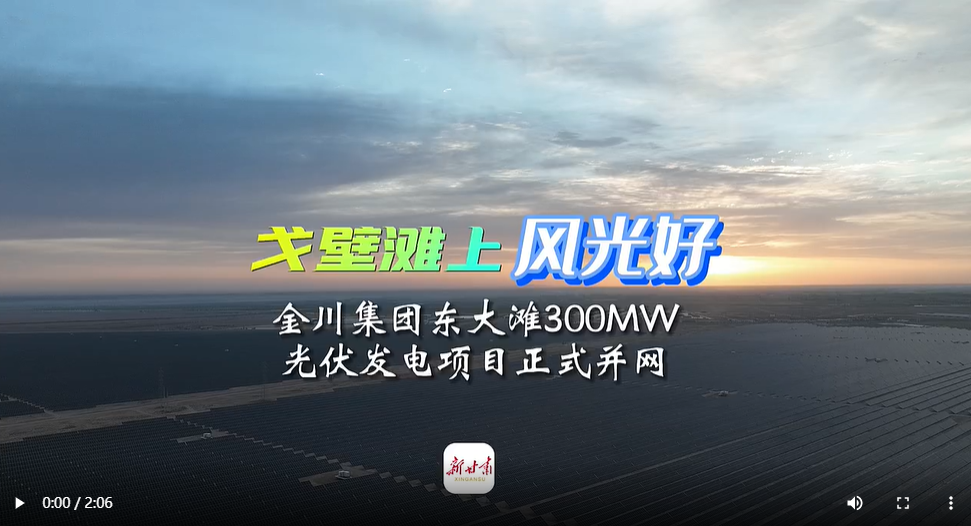 金川集团东大滩300MW光伏发电项目正式并网