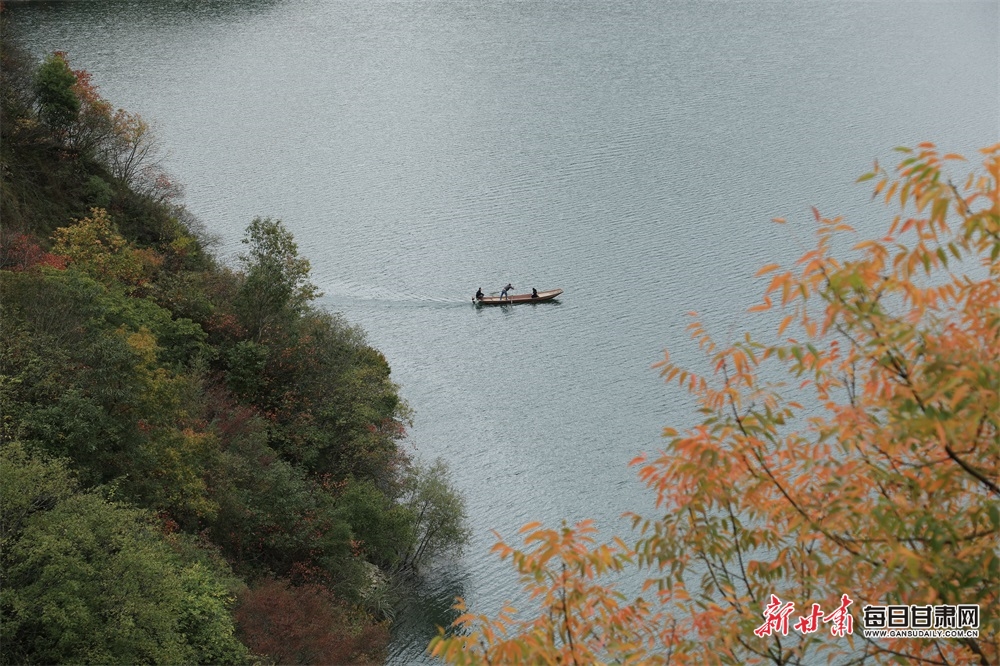 2023年11月15日,陇南市文县碧口镇白水江流域风光旖旎,色彩斑斓,涟涟碧水与秀丽林木相互映衬,景色怡人如画。(图片17)